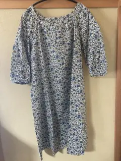 花柄チュニック丈 半袖 綿100%
