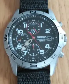 ☕SEIKO クロノグラフ 逆輸入 モデル100M ブラック