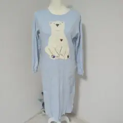 ホッキョクグマ刺繍水色長袖ルームウェア