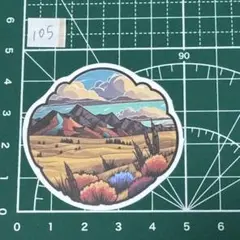 山と教会の風景ステッカー レトロ 建物 自然 防水