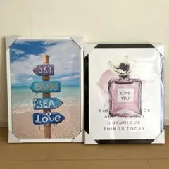 アートポスター　絵画　2枚セット　海　香水　ピンク　ニトリ　Francfranc