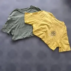 オリーブグリーンとイエローのTシャツ２枚セット