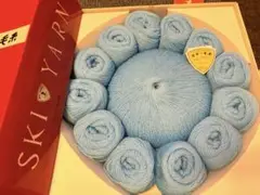 ビンテージ　昭和レトロ　スキー毛糸　SKI YARN 水色毛糸 13巻