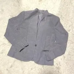 【Ｍ】レディース：ジャケット ノーカラー テーラード 肩パッド付き 薄手 春夏