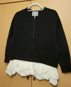 ビアズリー ノーカラー フリル付きジャケット