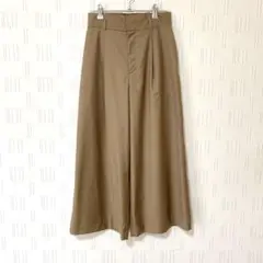 MICHEL KLEIN ワイドパンツ タック入り無地 ベージュ　ベーシックM