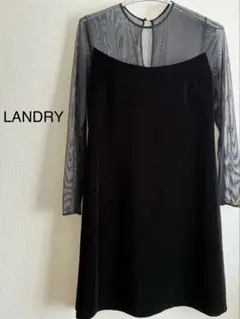 LANDRY BY SHELLI SEGAL ベルベットAライン長袖ワンピース
