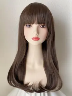 新品　フルウィッグ　ロング　チョコブラウン　プリン　耐熱　かつら　ウィッグ
