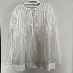 【定価17,000円】Ample　オーガンジーブラウス　ホワイト　M　ヤマダヤ