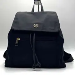 美品 トリーバーチ リュック ナイロン ブラック ゴールドロゴ