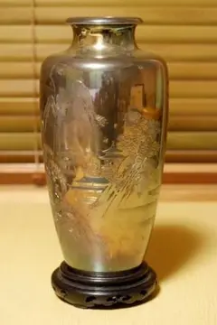純銀製 花瓶 金工師 美正刻 骨董品