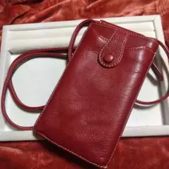 zuccheroレザー スマホショルダーバッグ レッド