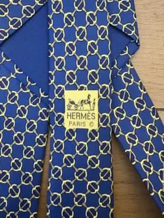 【美品】HERMES エルメス ネクタイ ネイビーチェーン シルク