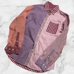 doclasseチェック　ストライプ　マルチカラー　クレイジー　シャツ　S