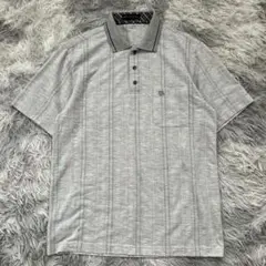 美品✨【Patrizio Francesca】ポロシャツ グレー ストライプ M