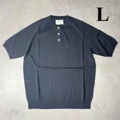 ✅新品　ヘンリーネックTシャツ　ニット　半袖　サマーニット　ブラック　黒　L