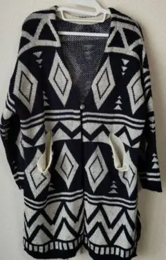 ロングカーディガン柄物 MーL
