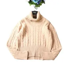 MaxMara 【最高級】ふんわり♪ 総ケーブルドルマンキャメルタートルニット