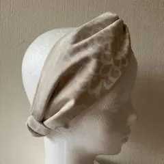 北欧風綿麻ダリア柄　ハンドメイド　クロスターバン