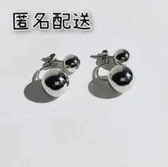 No.47 2way ダブルボールピアス シルバーボール 匿名配送 人気 可愛い