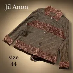 【Jil Anon 】ジルアノン 切替エンボスシャツ　44 ブラウン