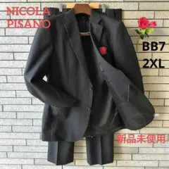 ♠【ニコラピサノ】✨新品未使用　スーツ　ビッグサイズ　黒地にスト　BB7　2XL