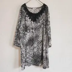 【F-Bard】（F）花柄刺繍入りチュニックブラウス/プルオーバー/ゆったり
