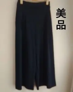 レディースワイドパンツ　ネイビー　S　夏用　ストレッチ