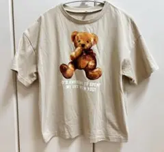 土日限定お値下げ！GU クマTシャツ　Sサイズ（140） ベージュ　くま
