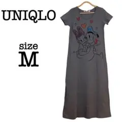 ユニクロ【M】ディズニー ドナルド デイジー プリント ロングワンピース 半袖