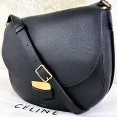 【極美品】CELINE ショルダーバック 黒 トロッター 斜め掛け オールレザー