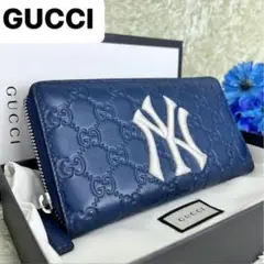 ⭐️限定品⭐️美品 GUCCI 長財布 コラボ GGシマ 刺繍 ネイビー