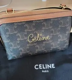 CELINE ロゴ刺繍 チェーンクラッチ