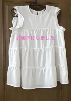 ノースリーブ　ブラウス　S 白