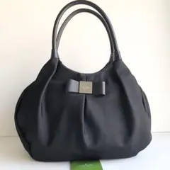 極美品 kate spade ハンドバッグ　ナイロン　リボン　ブラック