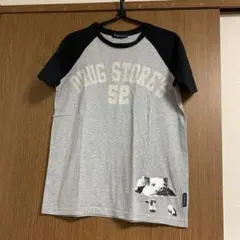 豚プリント グレー黒ラグランTシャツ 店舗サイズ3