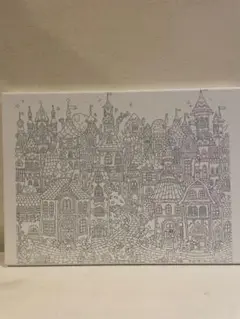大人の塗り絵　ファンタジーの街並み線画キャンバス