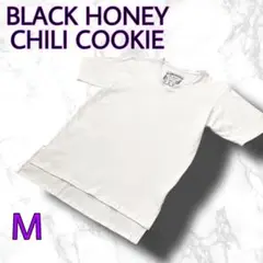 ブラックハニーチリクッキー◆Tシャツ◆Vネック◆ロゴ刺繍◆着丈長め◆生地厚め◆M