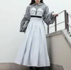 AIKIKO AOKI アキコアオキ ギンガムチェックボリューム袖ブラウス