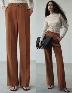 新品　未使用 ブラウン スラックス ワイドパンツ　ビジネスパンツ