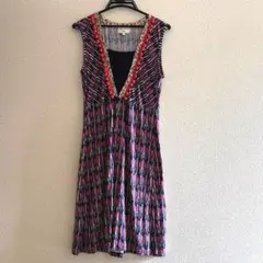 LAURA ASHLEY ノースリーブ ワンピース　カットソー　総柄　切り替え