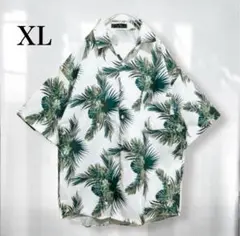 XL アロハシャツラスト１枚！ ハワイアン 半袖シャツ リーフ柄 柄シャツ 開襟