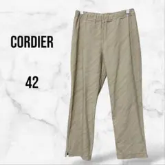 【コルディア】7分丈ストレートパンツ 総柄 (42/LL)伸縮性 ウエストゴム
