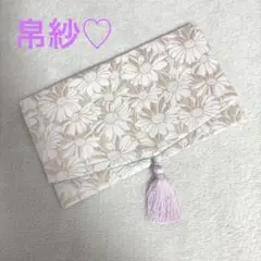 帛紗　ふくさ　花柄　ゴールド　グリーン　タッセル付き