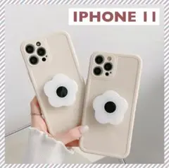 ❣️値下げ❣️かわいい❣️iPhone11 アイボリー　スマホグリップ　花　フラワー