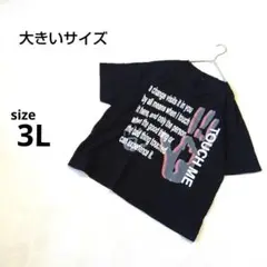【大きいサイズ】半袖Tシャツ３L 　ブラック系　プリント　中国製