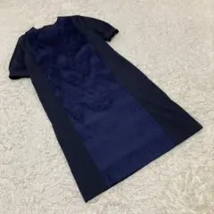 ARTISAN アルチザン　五分袖ワンピース　インナー付き　ネイビー　9号