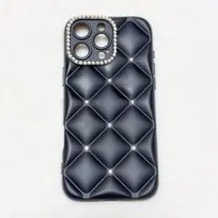 iPhone16Promax 黒 キルティング iPhoneケース スマホケース