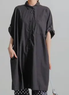 ロールアップシャツチュニックワンピース