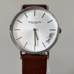 【美品・電池交換】コーチ クォーツ シルバー 2針 革ベルト